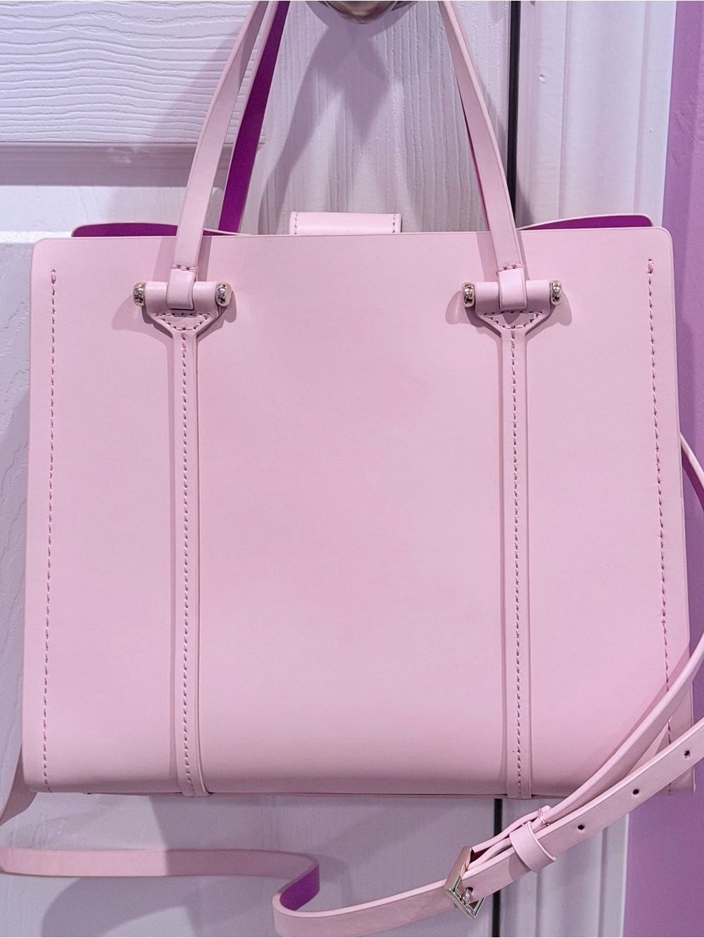 kate spade Pink Leather Structured Tote with Gold Hardware - Picture 4 of 4